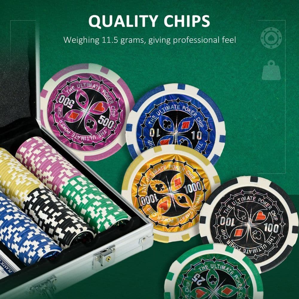 image-SPORTNOW 300-Piece Poker Chips Set w/ Mat, Aluminium Case, Two Decks of Cards
