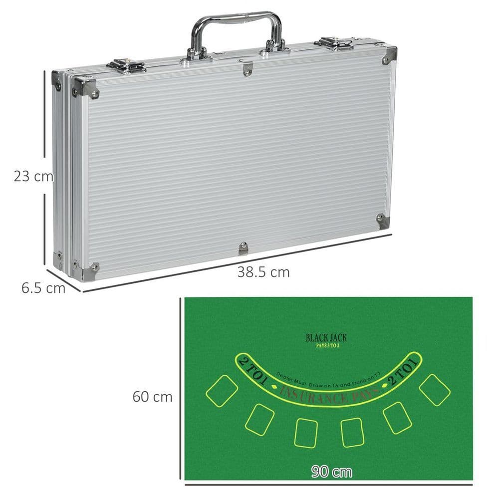 image-SPORTNOW 300-Piece Poker Chips Set w/ Mat, Aluminium Case, Two Decks of Cards