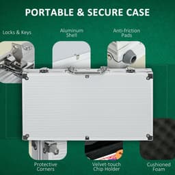 image-SPORTNOW 300-Piece Poker Chips Set w/ Mat, Aluminium Case, Two Decks of Cards