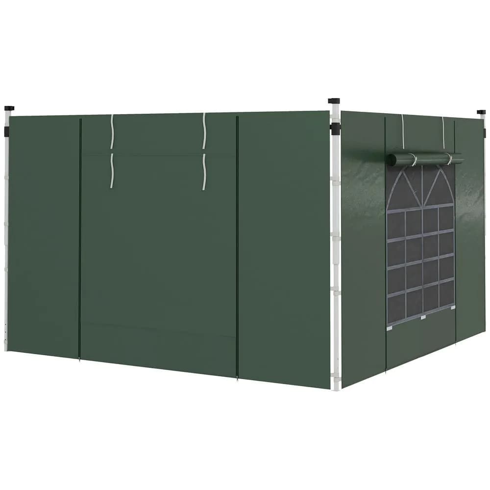 image-Outsunny 3x3(m) or 3x6m Pop Up Gazebo Side Panels Replacement, 2 Pack, Green