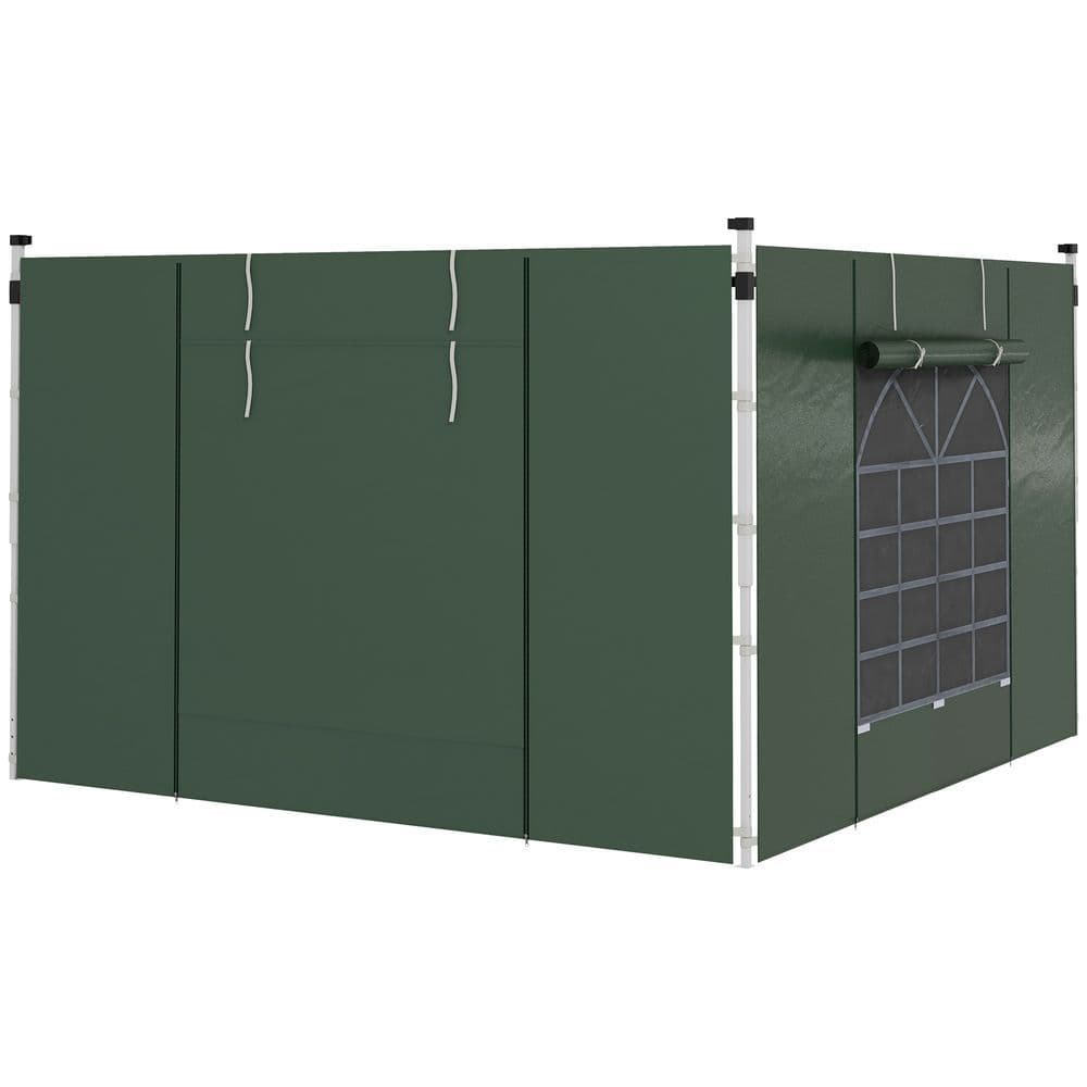 image-Outsunny 3x3(m) or 3x6m Pop Up Gazebo Side Panels Replacement, 2 Pack, Green