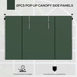 image-Outsunny 3x3(m) or 3x6m Pop Up Gazebo Side Panels Replacement, 2 Pack, Green
