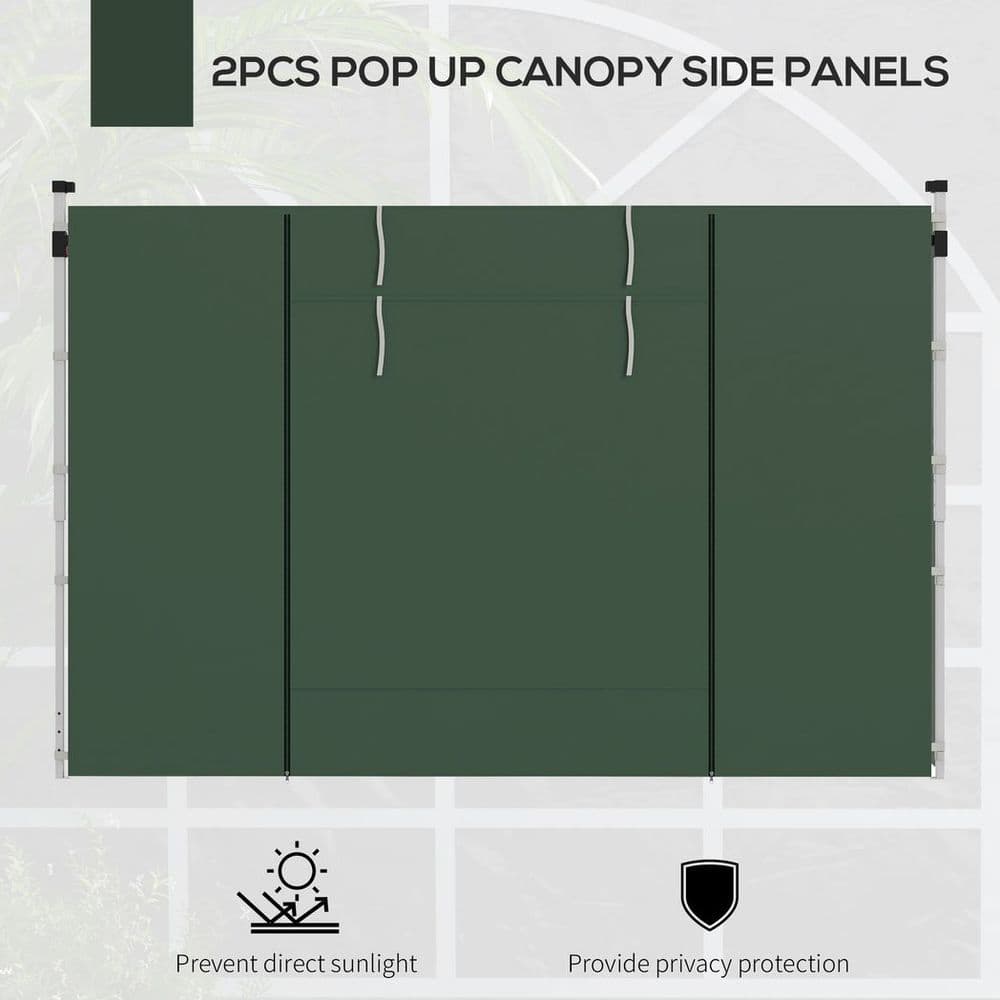 image-Outsunny 3x3(m) or 3x6m Pop Up Gazebo Side Panels Replacement, 2 Pack, Green