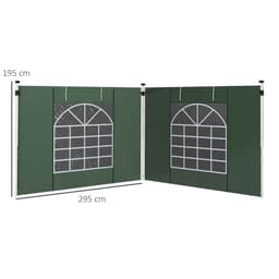 image-Outsunny 3x3(m) or 3x6m Pop Up Gazebo Side Panels Replacement, 2 Pack, Green