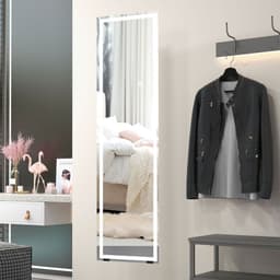 image-HOMCOM LED Lighted Full Length Mirror Dimmable Full Size Body Mirror for Bedroom