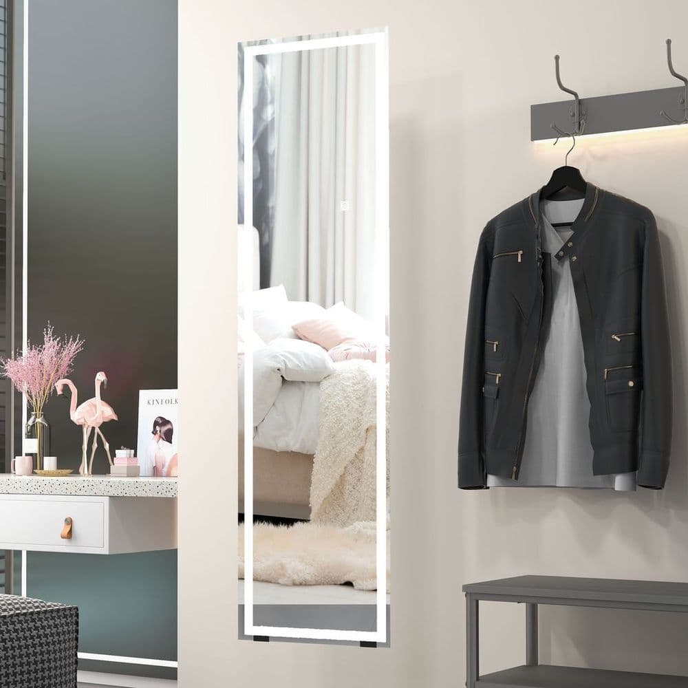 image-HOMCOM LED Lighted Full Length Mirror Dimmable Full Size Body Mirror for Bedroom