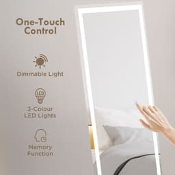 image-HOMCOM LED Lighted Full Length Mirror Dimmable Full Size Body Mirror for Bedroom