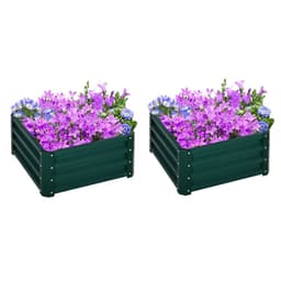 image-Outsunny Set of 2 Raised Garden Bed Galvanised Planter Box Easy Setup Green