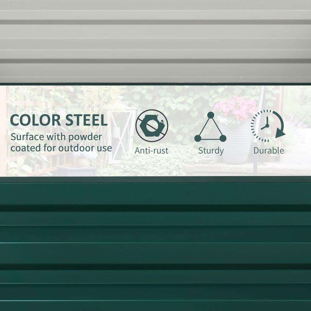 image-Outsunny Set of 2 Raised Garden Bed Galvanised Planter Box Easy Setup Green