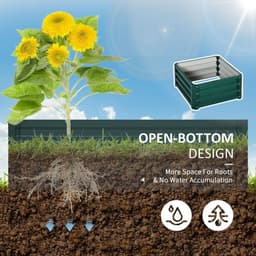 image-Outsunny Set of 2 Raised Garden Bed Galvanised Planter Box Easy Setup Green