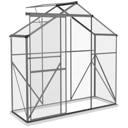 image-Outsunny 6 x 2.5ft Polycarbonate Greenhouse Aluminium Green House, Dark Grey