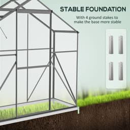 image-Outsunny 6 x 2.5ft Polycarbonate Greenhouse Aluminium Green House, Dark Grey