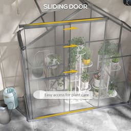 image-Outsunny 6 x 2.5ft Polycarbonate Greenhouse Aluminium Green House, Dark Grey