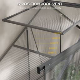 image-Outsunny 6 x 2.5ft Polycarbonate Greenhouse Aluminium Green House, Dark Grey