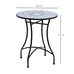 image-Outsunny Garden Table, Mosaic Round Patio Side Table with 60cm Ceramic Top
