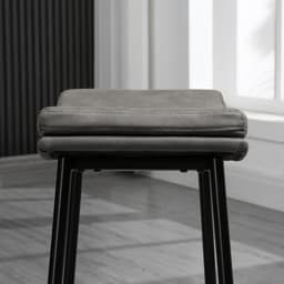image-HOMCOM Breakfast Bar Stools Set of 2 Upholstered Barstools w/ Curved Seat Grey