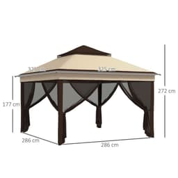 image-Outsunny 3 x 3(m) Pop Up Gazebo Tent with Netting, Height Adjustable, Beige