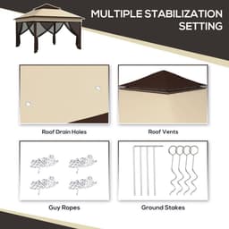 image-Outsunny 3 x 3(m) Pop Up Gazebo Tent with Netting, Height Adjustable, Beige