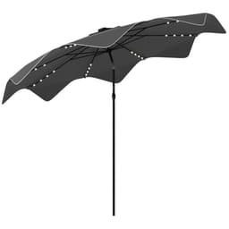 image-Outsunny Garden Parasol Umbrella with LED Lights and Tilt, Table Umbrella