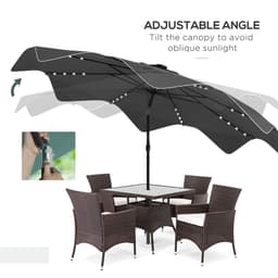 image-Outsunny Garden Parasol Umbrella with LED Lights and Tilt, Table Umbrella