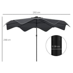image-Outsunny Garden Parasol Umbrella with LED Lights and Tilt, Table Umbrella