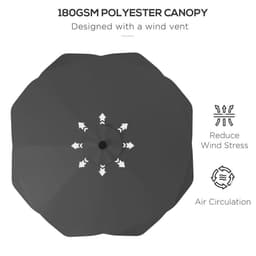 image-Outsunny Garden Parasol Umbrella with LED Lights and Tilt, Table Umbrella