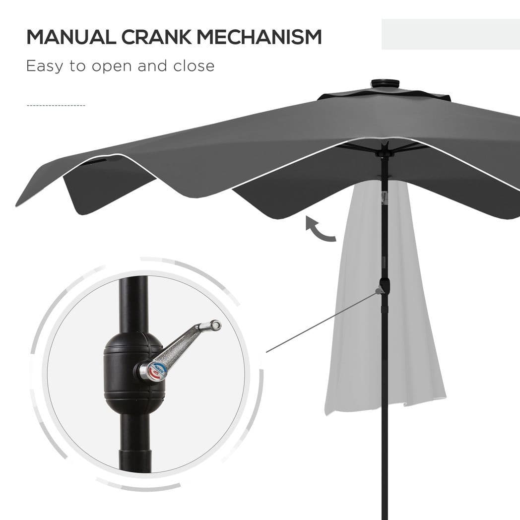 image-Outsunny Garden Parasol Umbrella with LED Lights and Tilt, Table Umbrella