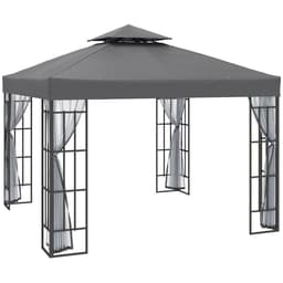 image-Outsunny 3 x 3(m) Patio Gazebo Canopy Garden Pavilion with 2 Tier Roof, Grey