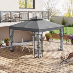 image-Outsunny 3 x 3(m) Patio Gazebo Canopy Garden Pavilion with 2 Tier Roof, Grey