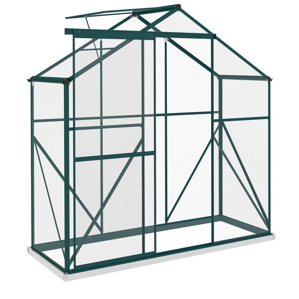 image-Outsunny 6 x 2.5ft Polycarbonate Greenhouse Aluminium Green House, Green