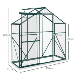 image-Outsunny 6 x 2.5ft Polycarbonate Greenhouse Aluminium Green House, Green
