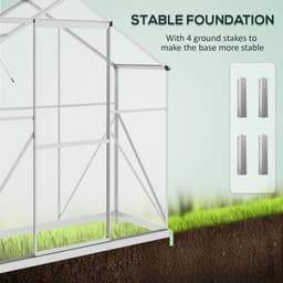 image-Outsunny 6 x 2.5ft Polycarbonate Greenhouse Aluminium Green House, Silver