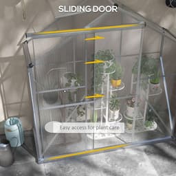 image-Outsunny 6 x 2.5ft Polycarbonate Greenhouse Aluminium Green House, Silver