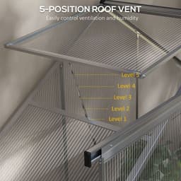 image-Outsunny 6 x 2.5ft Polycarbonate Greenhouse Aluminium Green House, Silver