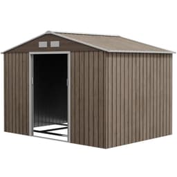 image-Outsunny Garden Shed Storage Unit withLocking Door Floor Foundation Vent Brown