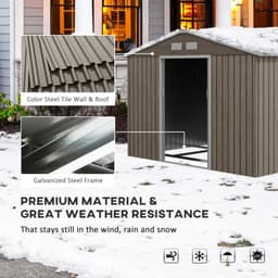 image-Outsunny Garden Shed Storage Unit withLocking Door Floor Foundation Vent Brown