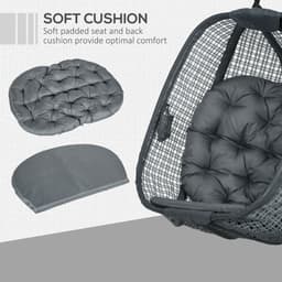 image-Outsunny Hanging Swing Chair w/ Thick Cushion, Patio Hanging Chair, Dark Grey