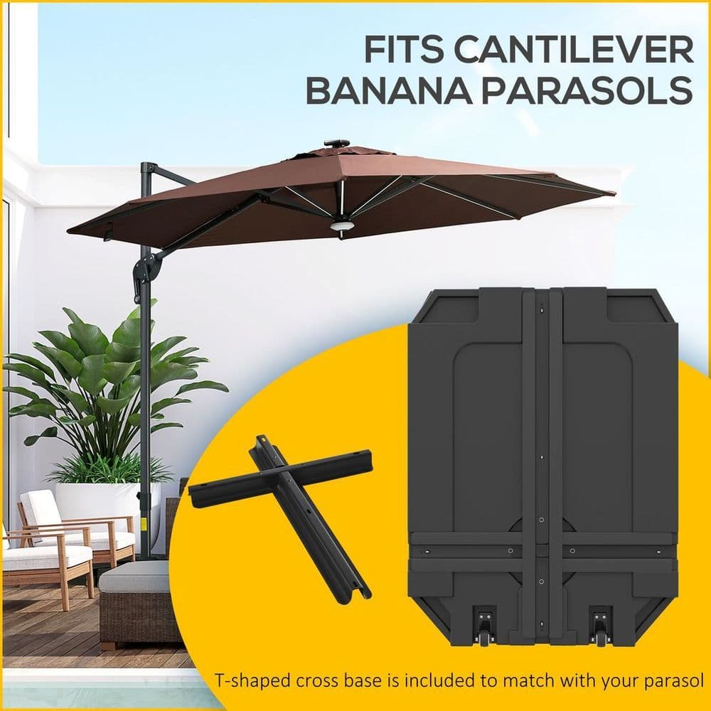 image-Outsunny Cantilever Parasol Base for Banana Parasol w/ Wheels Water Sand Filled