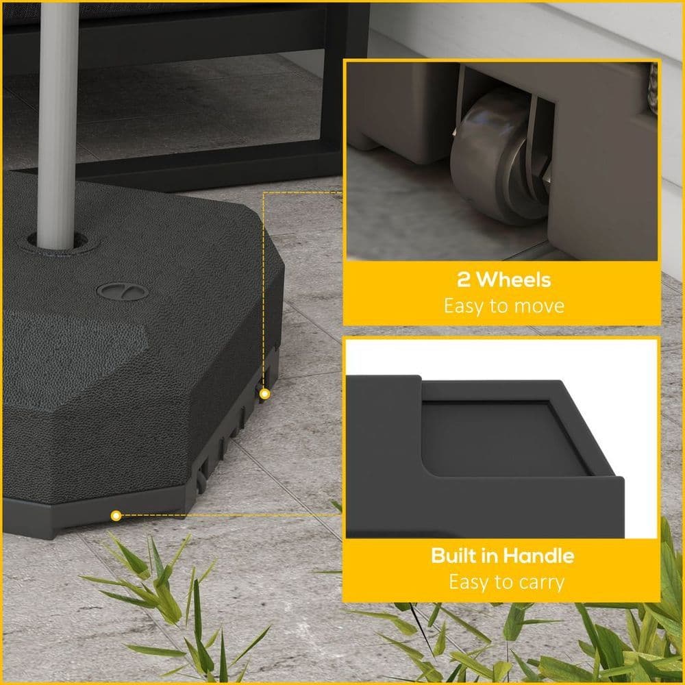 image-Outsunny Cantilever Parasol Base for Banana Parasol w/ Wheels Water Sand Filled