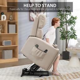 image-HOMCOM Lift Chair for Living Room, Recliner Chair with Vibration Massage, Heat