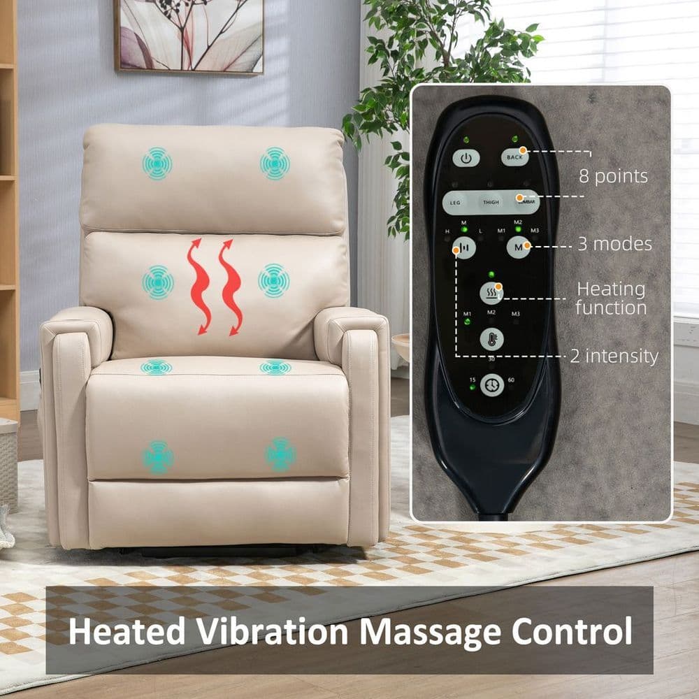 image-HOMCOM Lift Chair for Living Room, Recliner Chair with Vibration Massage, Heat