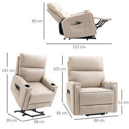 image-HOMCOM Lift Chair for Living Room, Recliner Chair with Vibration Massage, Heat