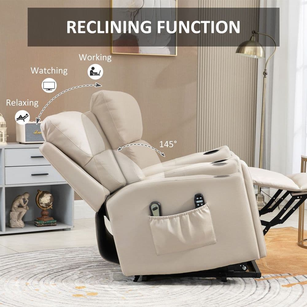 image-HOMCOM Lift Chair for Living Room, Recliner Chair with Vibration Massage, Heat