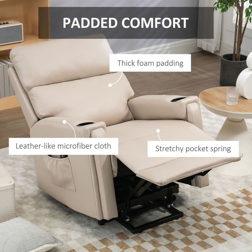 image-HOMCOM Lift Chair for Living Room, Recliner Chair with Vibration Massage, Heat