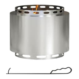 image-Outsunny 48.5cm Smokeless Wood Burning Firepit Stainless Steel Fire Pit, Silver