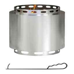 image-Outsunny 48.5cm Smokeless Wood Burning Firepit Stainless Steel Fire Pit, Silver