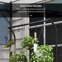 image-Outsunny 3 Tiered Plant Rack Stand with Hanging Hooks for Indoor Outdoor Use