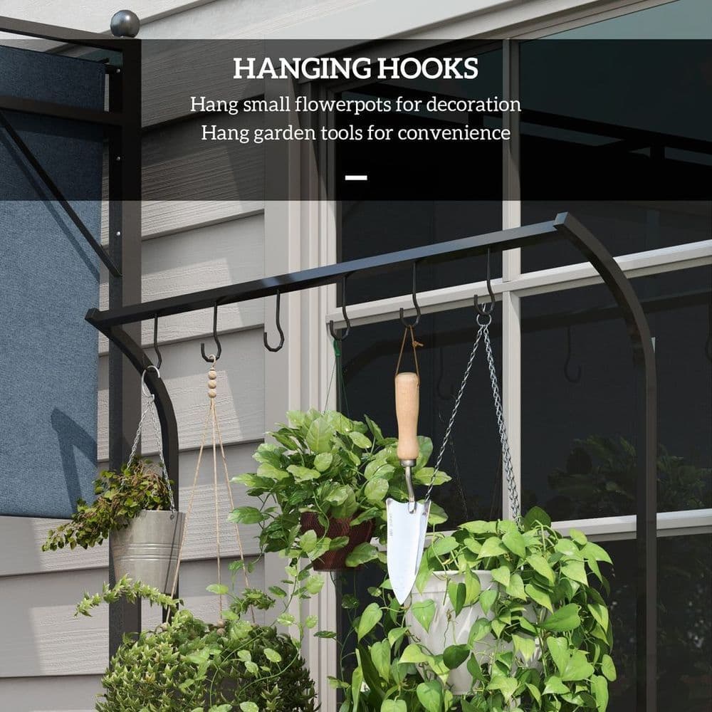 image-Outsunny 3 Tiered Plant Rack Stand with Hanging Hooks for Indoor Outdoor Use