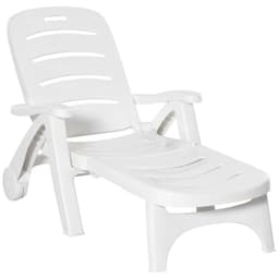 image-Outsunny Patio Folding Lounge Chairs Recliners with Wheels & 5-Position Backrest