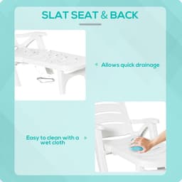 image-Outsunny Patio Folding Lounge Chairs Recliners with Wheels & 5-Position Backrest